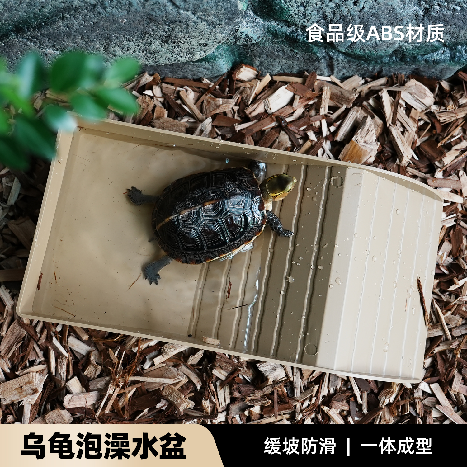 黄缘乌龟专用泡澡水盆安缘闭壳龟半水龟大号加深喂水喝水盆长方形