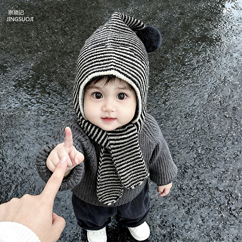 儿童帽子围巾一体帽秋冬季男女童