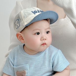 婴儿帽子夏季 薄宝宝鸭舌透气遮阳棒球帽儿童防晒帽婴幼儿太阳网帽