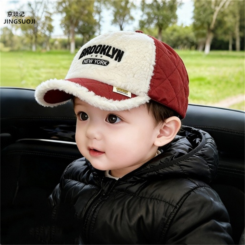 宝宝羊羔毛棒球帽男童女童秋冬季