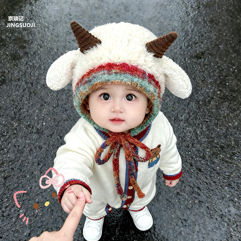 儿童帽子秋冬季小羊造型宝宝保暖针织帽男童女孩韩版保暖毛绒帽潮,童装/婴儿装/亲子装,帽子,淘宝优惠券,粉丝福利购,淘宝优惠卷