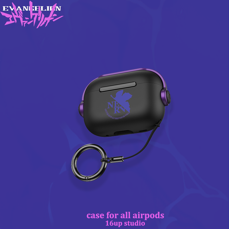 新福音战士EVA适用airpodspro2保护套日系动漫情侣小众简约个性创意锁扣支架三四代苹果耳机壳硅胶透摔软黑色