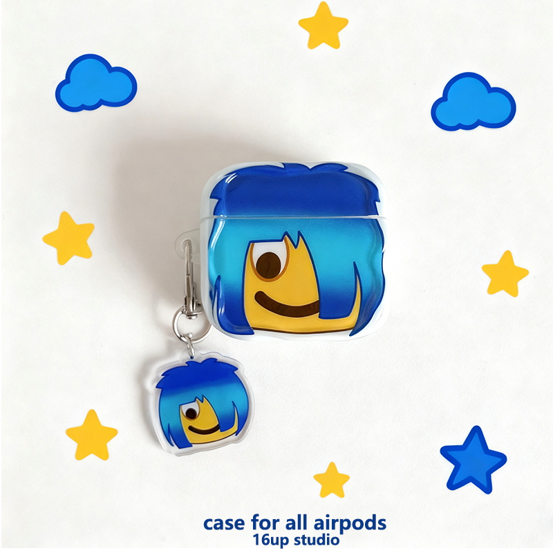 蓝黄杀马特表情包适用airpods pro二三代保护套搞怪趣味小众撞色个性潮酷苹果耳机壳2/3/降噪版4硅胶防摔软盒