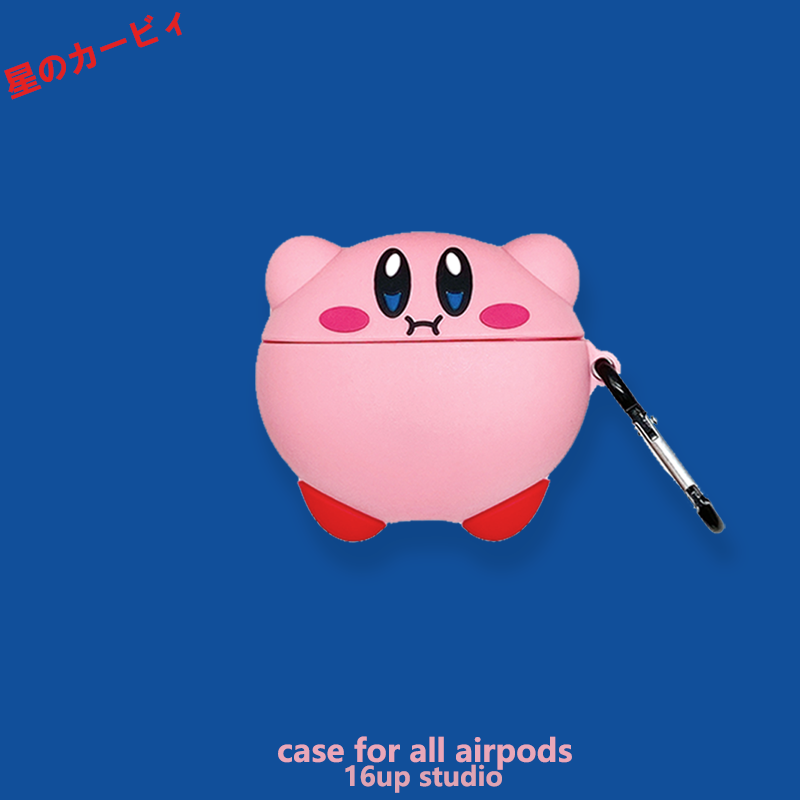 粉色星之卡比适用airpods pro第二三代保护套可爱卡通少女简约日系软萌趣味苹果耳机壳2/3/4立体硅胶防摔软壳