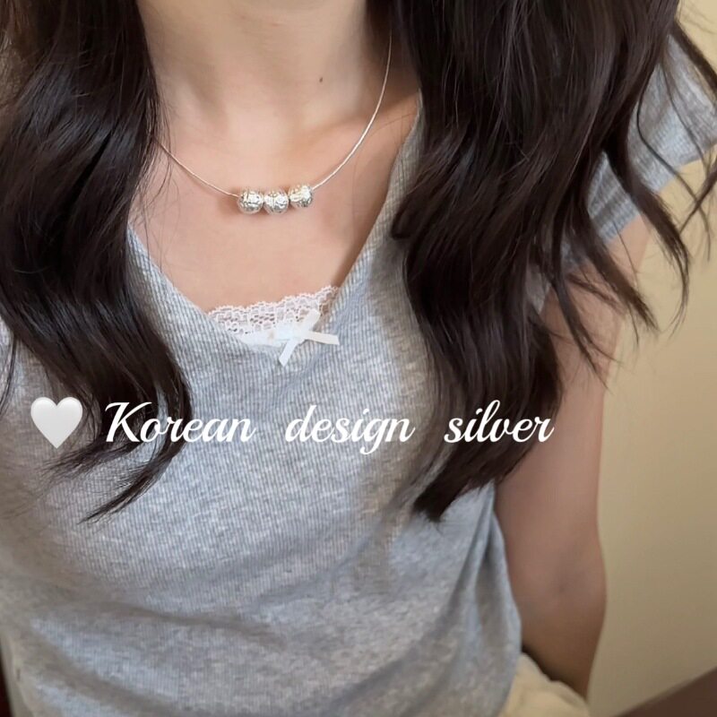 S925纯银三颗圆球轻奢锁骨链女