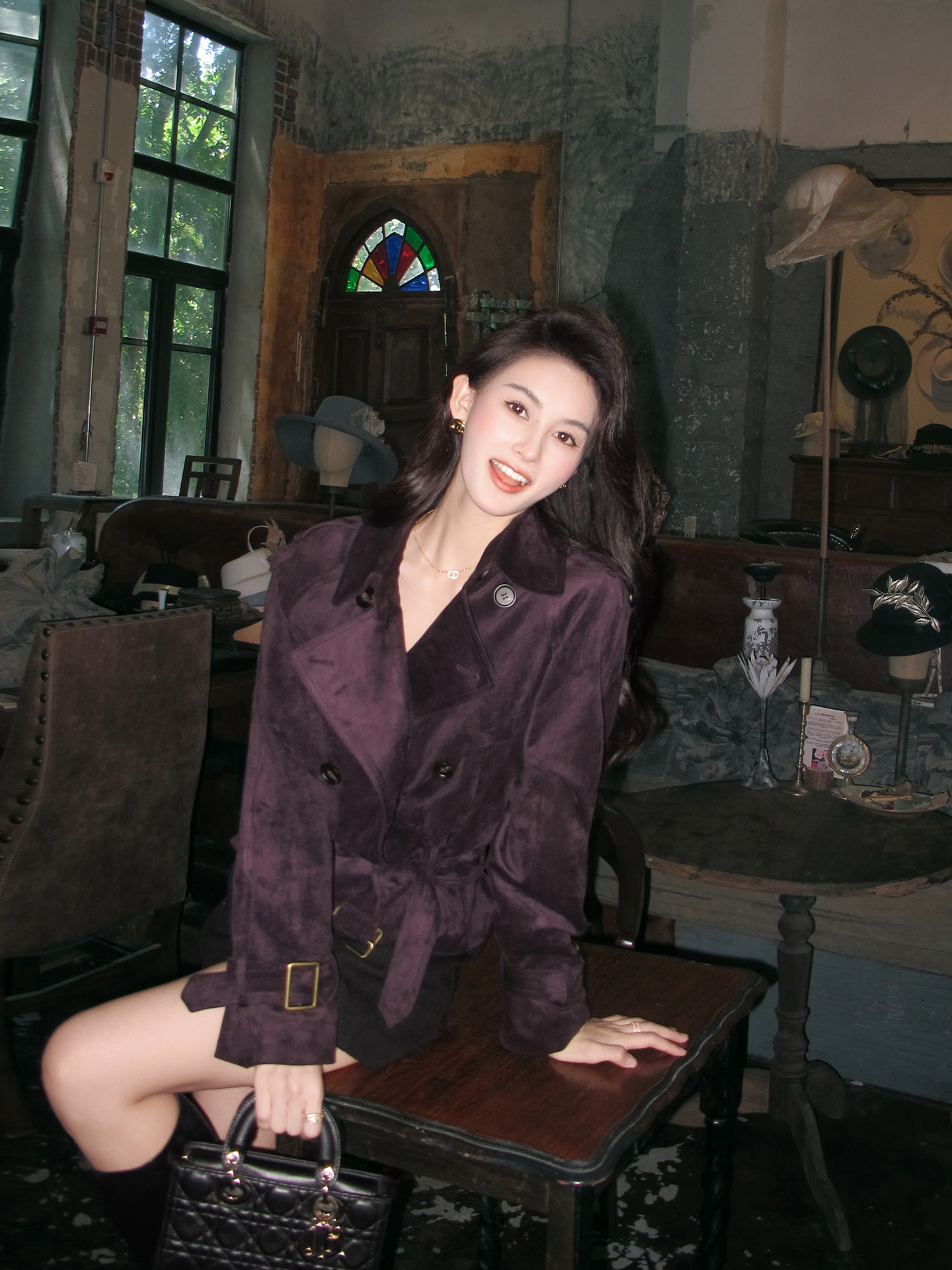 高级感风衣女短款2025春秋新款韩系气质小个子休闲百搭麂皮绒外套