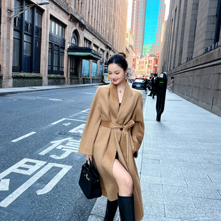 高端大牌骆驼绒双面毛呢外套女2025冬季新款韩版宽松气质羊绒大衣