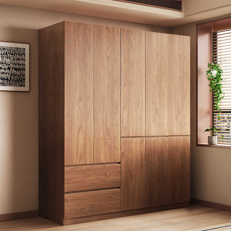 衣柜家用卧室实木生态板对开门衣橱简约储物2026儿童中古风收纳柜