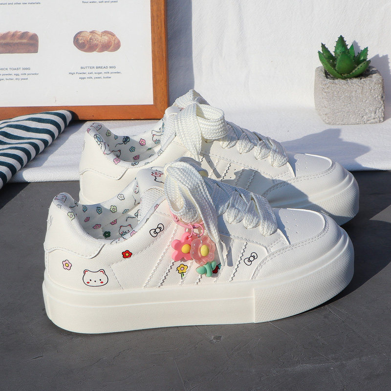 可爱风卡通板鞋女2026春季新款学生小白鞋韩版百搭面包休闲运动鞋,女鞋,休闲板鞋,淘宝优惠券,粉丝福利购,淘宝优惠卷