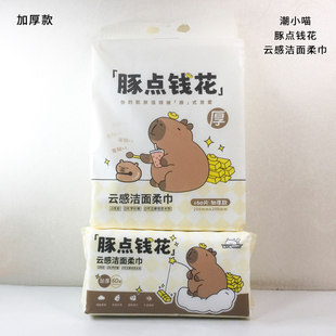 潮小喵加厚卡皮巴拉一次性抽取式云感洁面柔巾悬挂式洗脸巾孕婴护