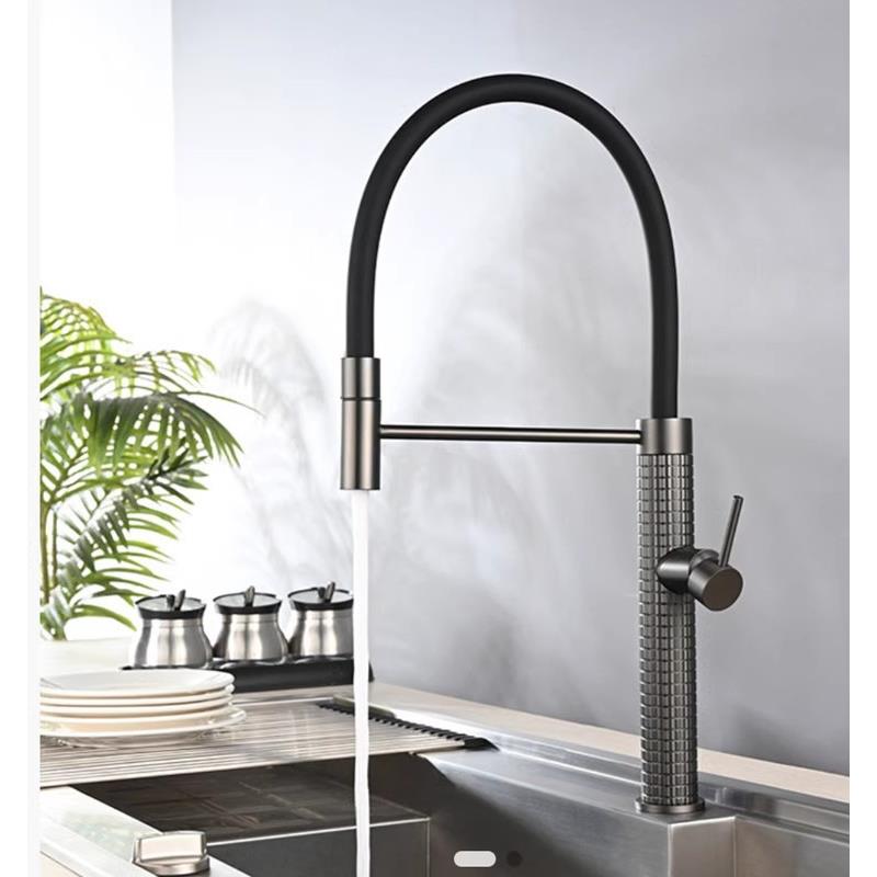 KOHLER/科勒全铜厨房水槽万向可旋转洗菜盆冷热拉丝枪灰色水龙头