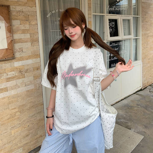 满印波点星星宽松短袖