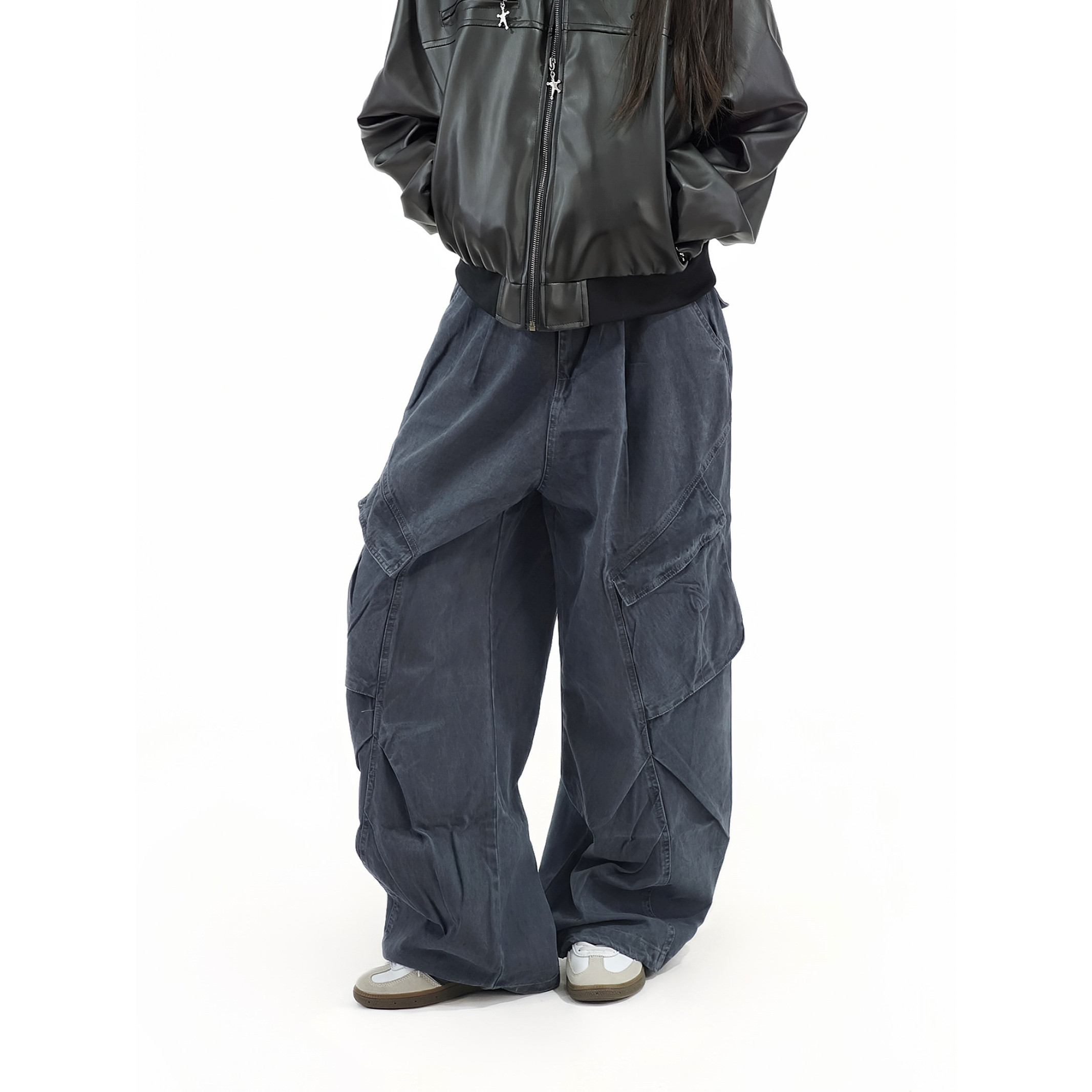 Amoeba美式复古水洗做旧大口袋工装裤直筒阔腿解构设计褶皱长裤,女装/女士精品,休闲裤,淘宝优惠券,粉丝福利购,淘宝优惠卷