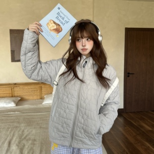 Amoeba美式复古星星排骨连帽棉衣男女冬季显瘦保暖外套棉服上衣