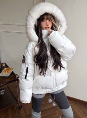 Amoeba美式可拆卸毛领连帽派克服棉服女男冬季情侣加厚保暖外套