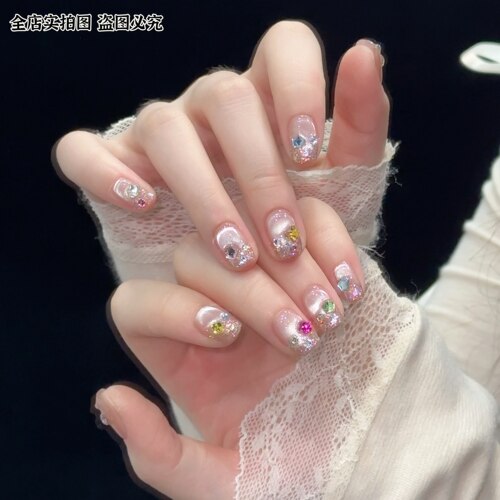 巴洛克满钻爆闪甜酷手工穿戴甲
