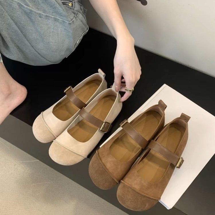 法式一字扣玛丽珍鞋女鞋2025新款春季文艺复古小皮鞋软底平底单鞋
