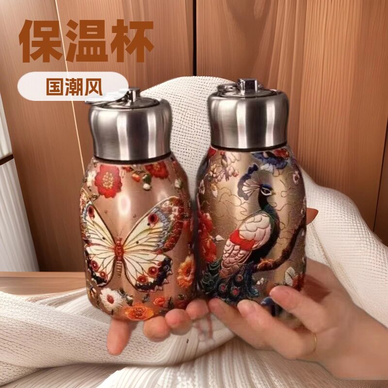 新款316不锈钢小胖丁保温杯带提环便携口袋杯双层真空大肚杯