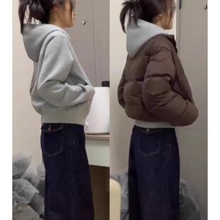 短款连帽卫衣女春秋2026新款羽绒服大衣内搭冬韩系小个子春季上衣