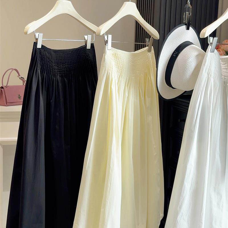 高级感小众束腰a字百褶半身裙女2026春新款设计感中长款大摆伞裙