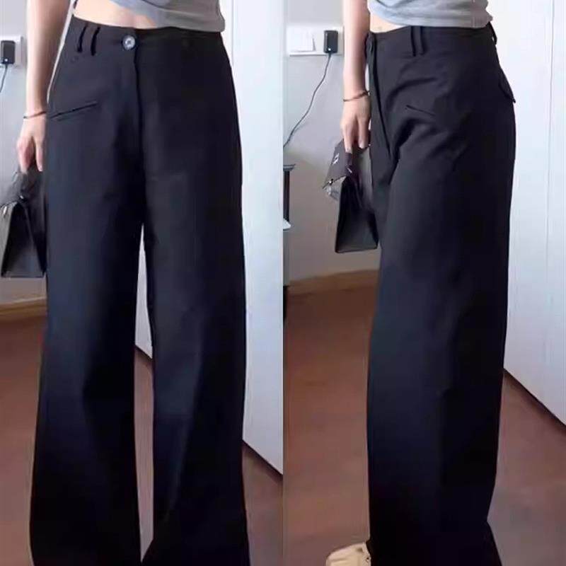 黑色西装裤女春季2026新款新款大码梨形身材小个子宽松显瘦休闲裤
