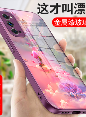 中国风适用OPPOReno4手机壳曲屏玻璃Reno4Pro高级感OPPO女Reon4SE全包oppReno硅胶opopreno防摔0pp0保护套por