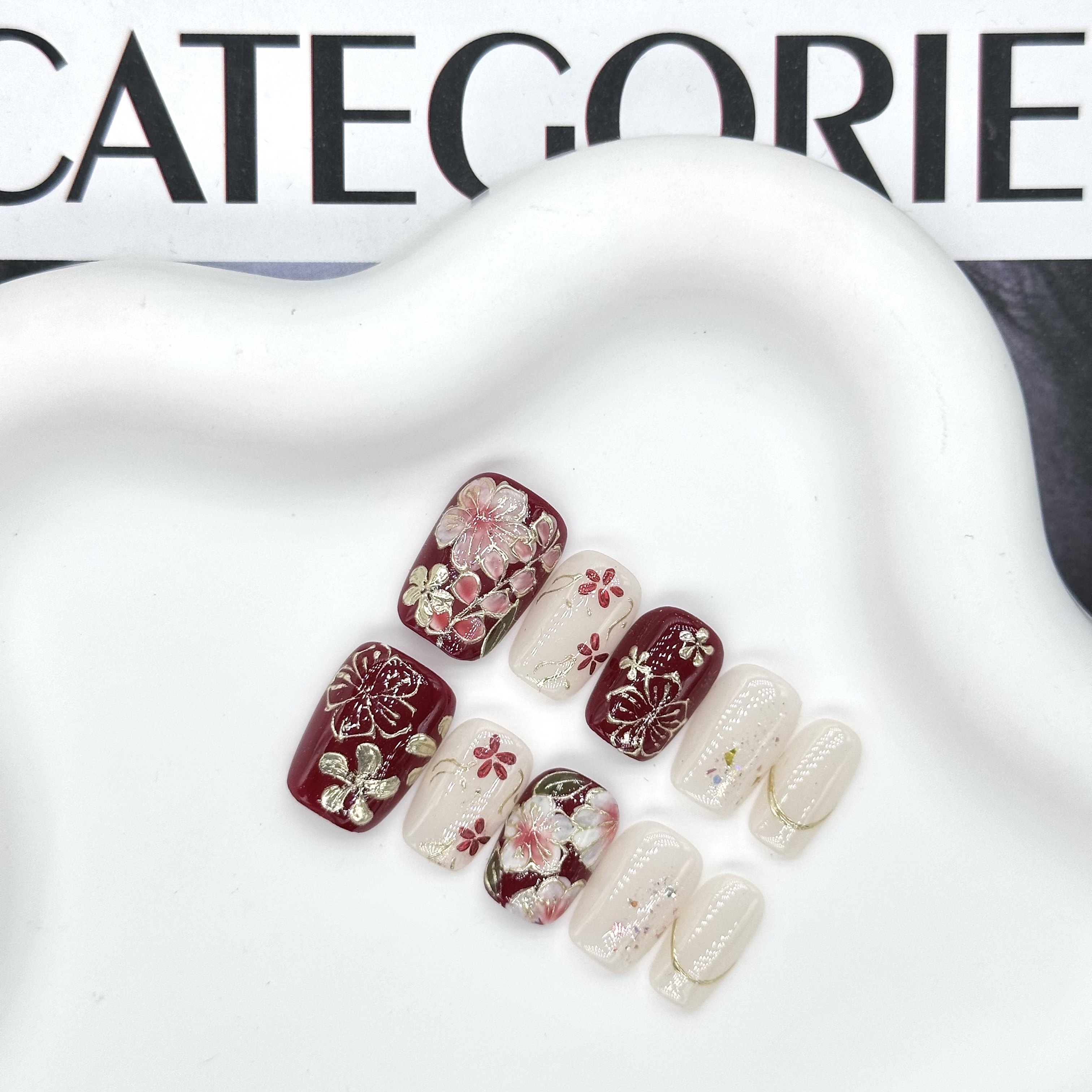 【惊鸿】显白气质红色手绘国风古典手绘轻奢显白短款穿戴甲美甲,彩妆/香水/美妆工具,穿戴甲/甲片,淘宝优惠券,粉丝福利购,淘宝优惠卷