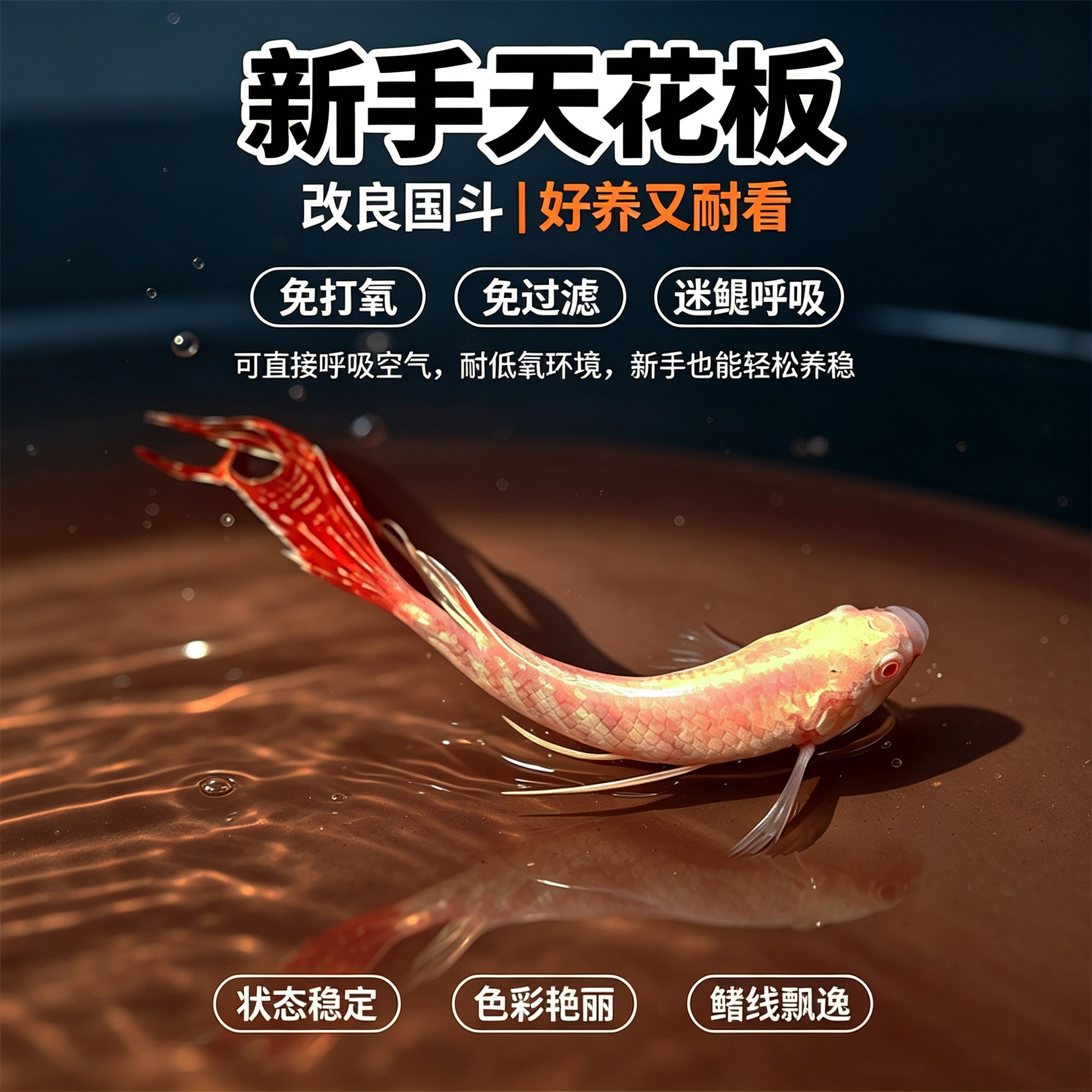 鸿运白兔斗鱼活体好养免打氧