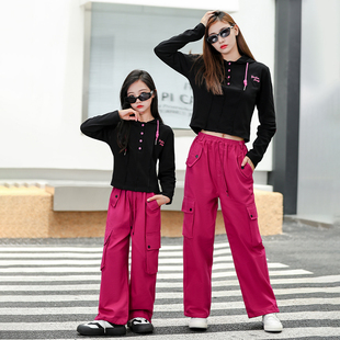 套装 春秋母女装 网红亲子装 长袖 工装 裤 洋气韩版 2024新款 时尚 两件套