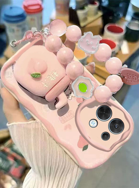 适用opporeno8手机壳女可爱手链支架OPPORNEO8PRO+保护套软硅胶全包新款Reon8曲面屏防摔oppoReno8pro保护壳