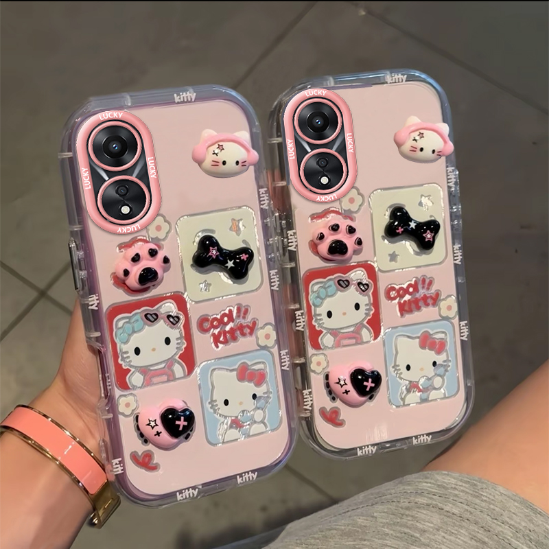 适用于oppoa58手机壳卡通镜子支架OPPOA58X保护套女款防摔软壳新款可爱公仔网红高级感镜面泡芙壳