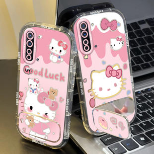 适用OPPOReno3手机壳OPPOReno3Pro女款Reno3元气版镜子支架软壳卡通超薄新款