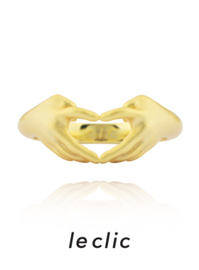 leclic HAND-Heart爱心系列镀k金比心戒指 手势银饰小众原创设计