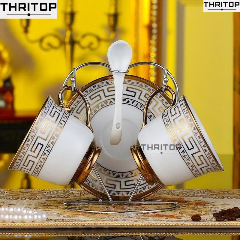 scented tea milk cup four cups set with iron frame gift cu