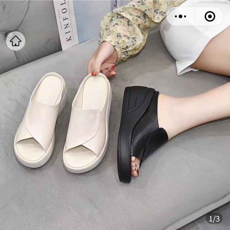 孟惠好物牡丹鞋2025新款厚底女士凉拖鞋子今年流行的夏季坡跟凉鞋