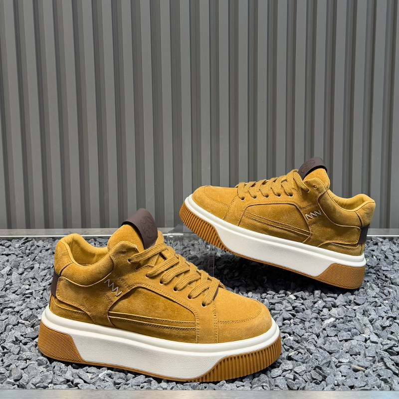 冬季新款男翻毛皮厚底百搭板鞋