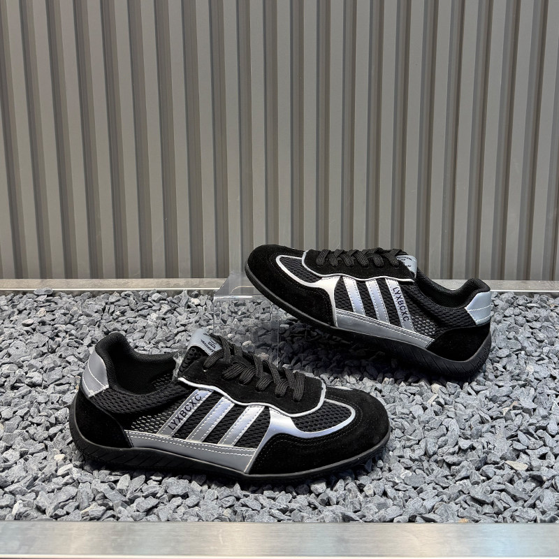 板鞋男款2026春季新款时尚百搭平底德训鞋网布透气镂空系带休闲鞋