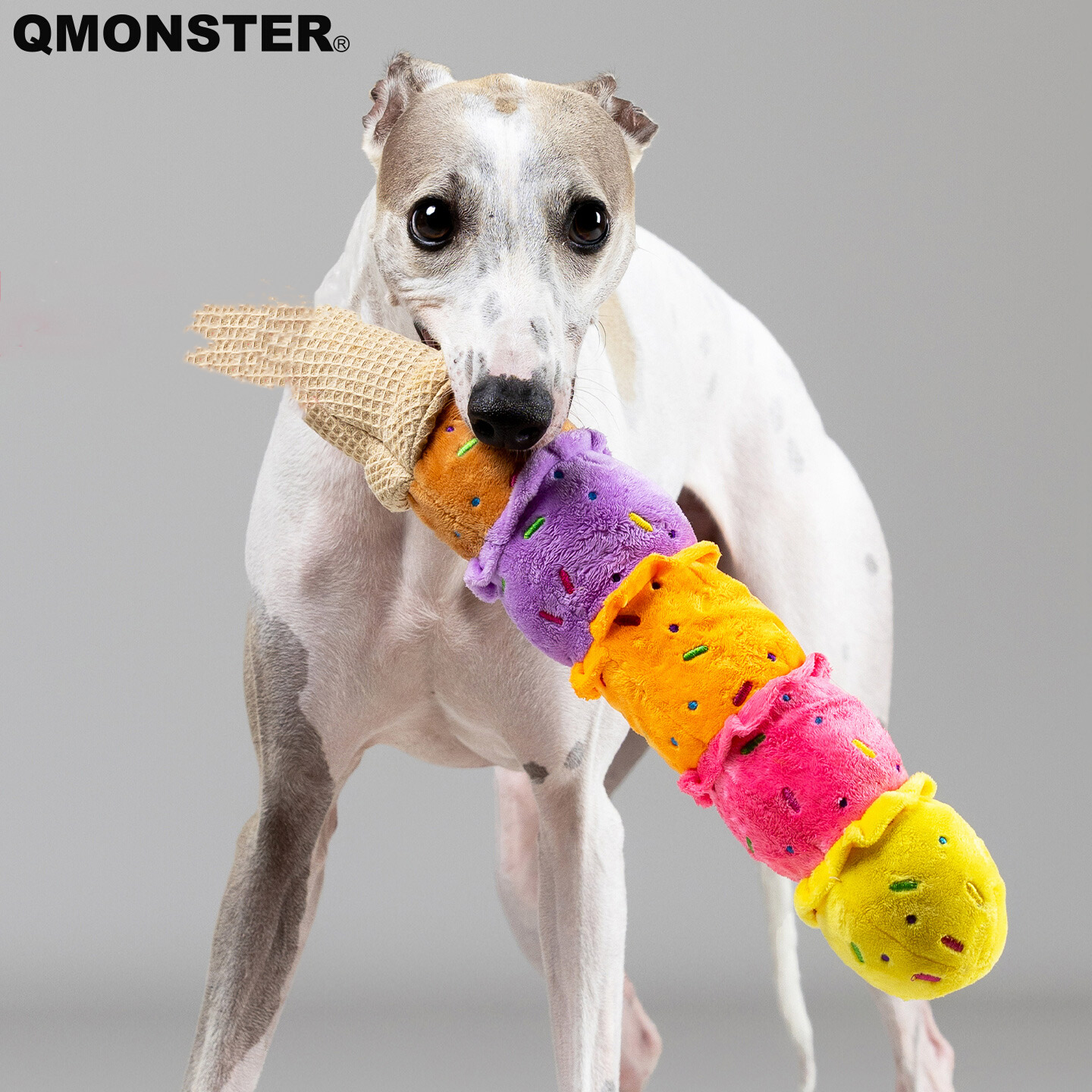 QMONSTER冰淇淋宠物狗狗多彩发声玩具慢回弹解压发泄玩具高颜值
