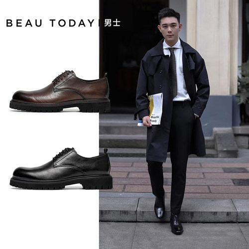 男士休闲皮鞋BeauToday增高
