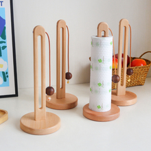 厨房纸巾架木质吸油纸卷纸架保鲜袋膜收纳架立式餐厅免打孔纸巾座