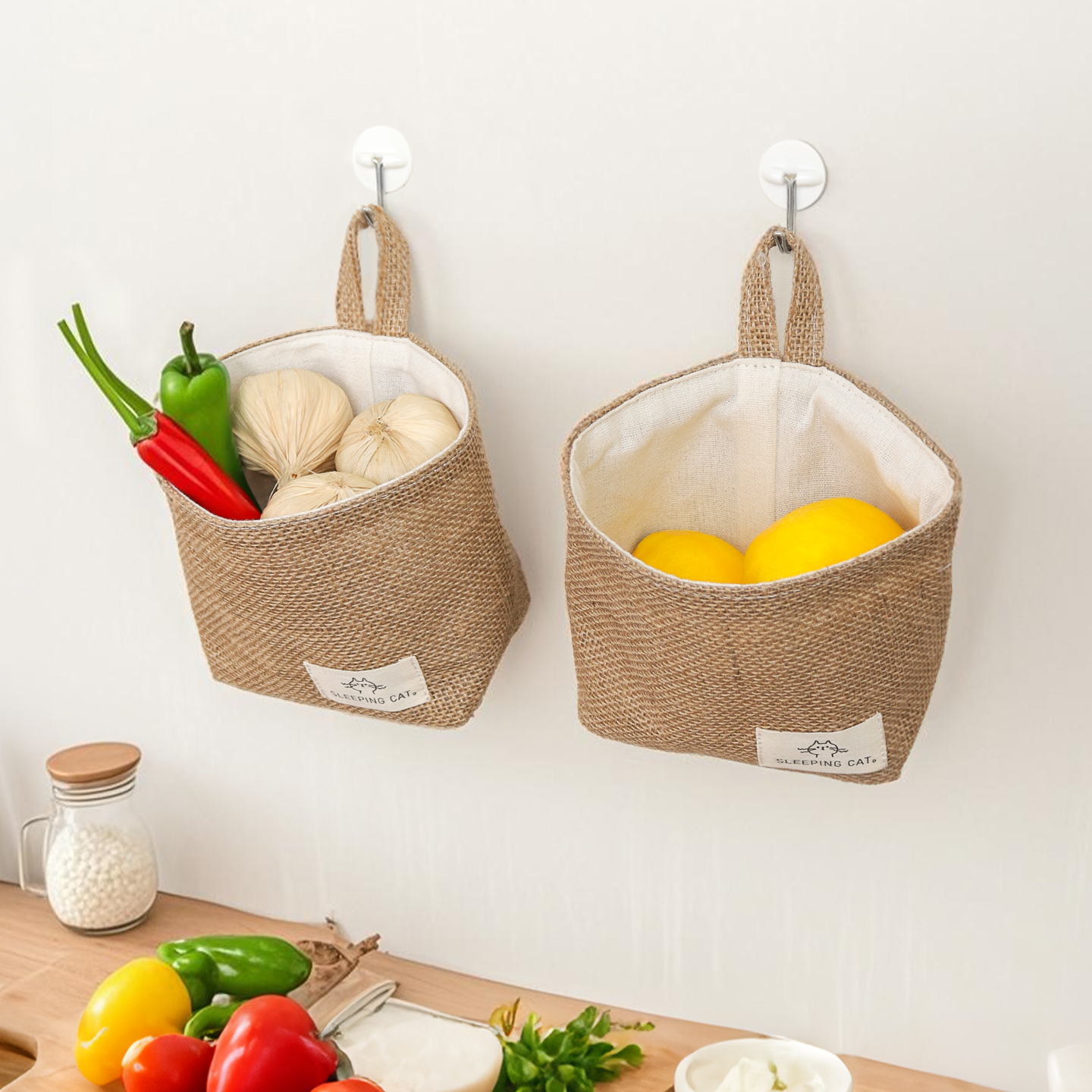 厨房姜蒜收纳篮壁挂收纳盒