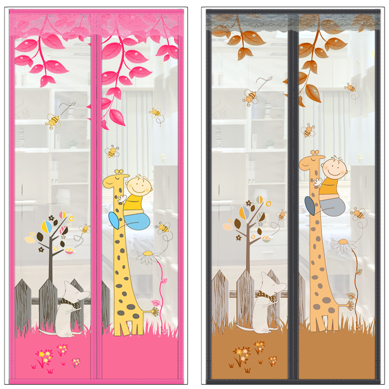 卡通防蚊门帘夏季家用高档磁性加密魔术贴纱窗蝇通风网免打孔强力