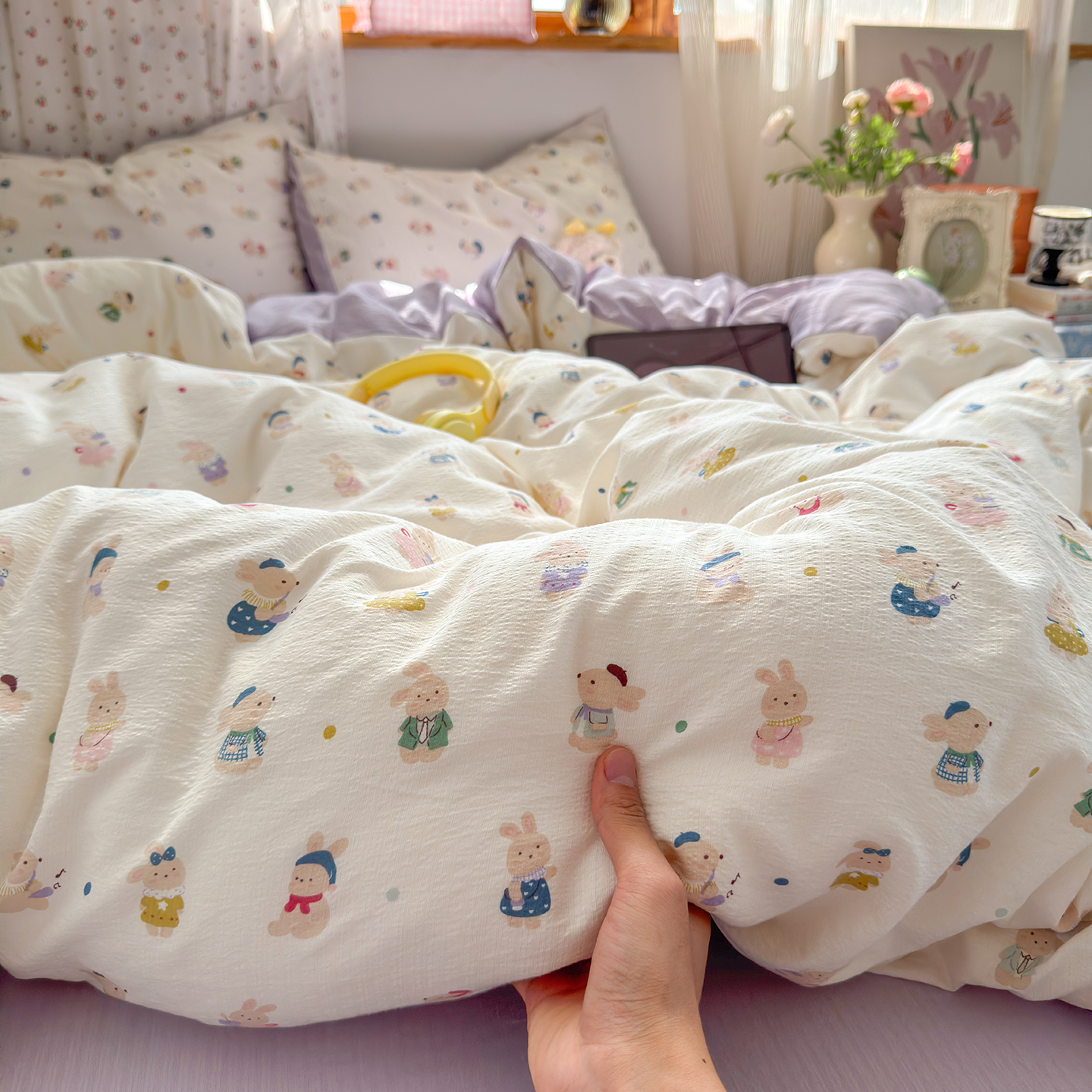 a类母婴级全棉有氧双层纱四件套纯棉纱布被套床单学生宿舍三件套