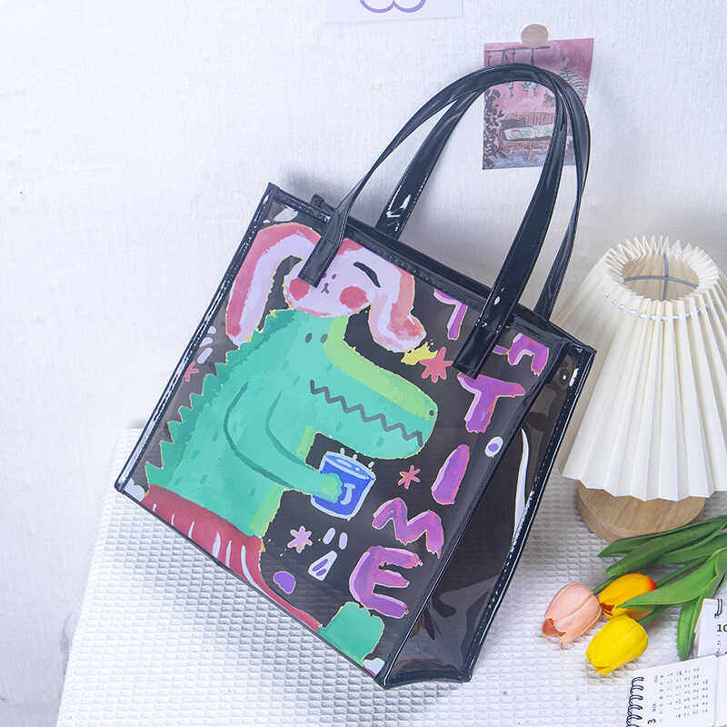 小鳄鱼可爱印花单肩环保袋手拎购物袋高档卡通手提袋礼品袋子定制