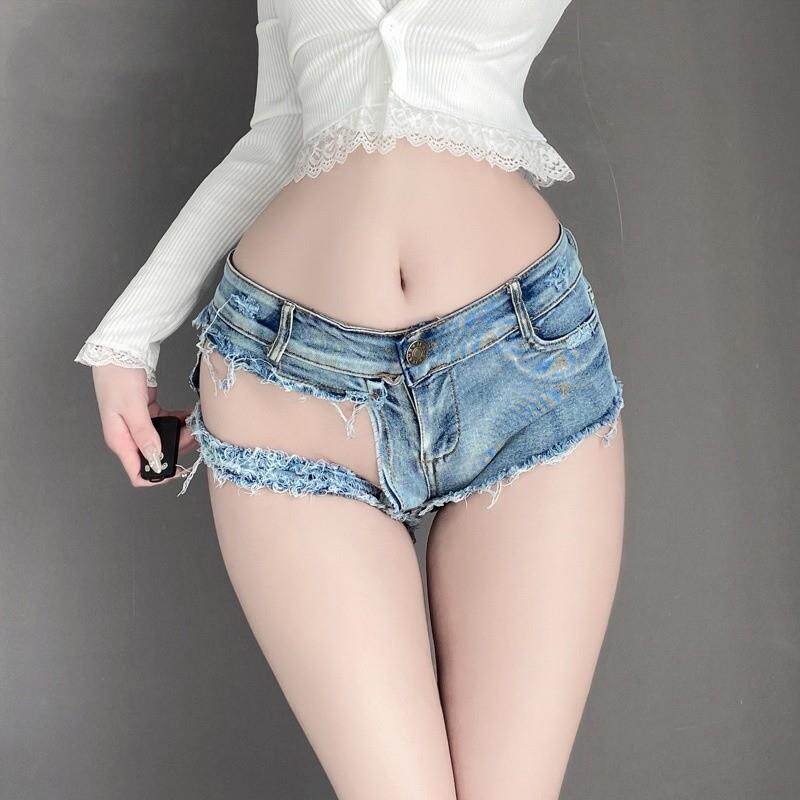 辣妹不规则热辣裤短裤外穿辣妹心机女屁股牛仔裤露蜜臀超短裤