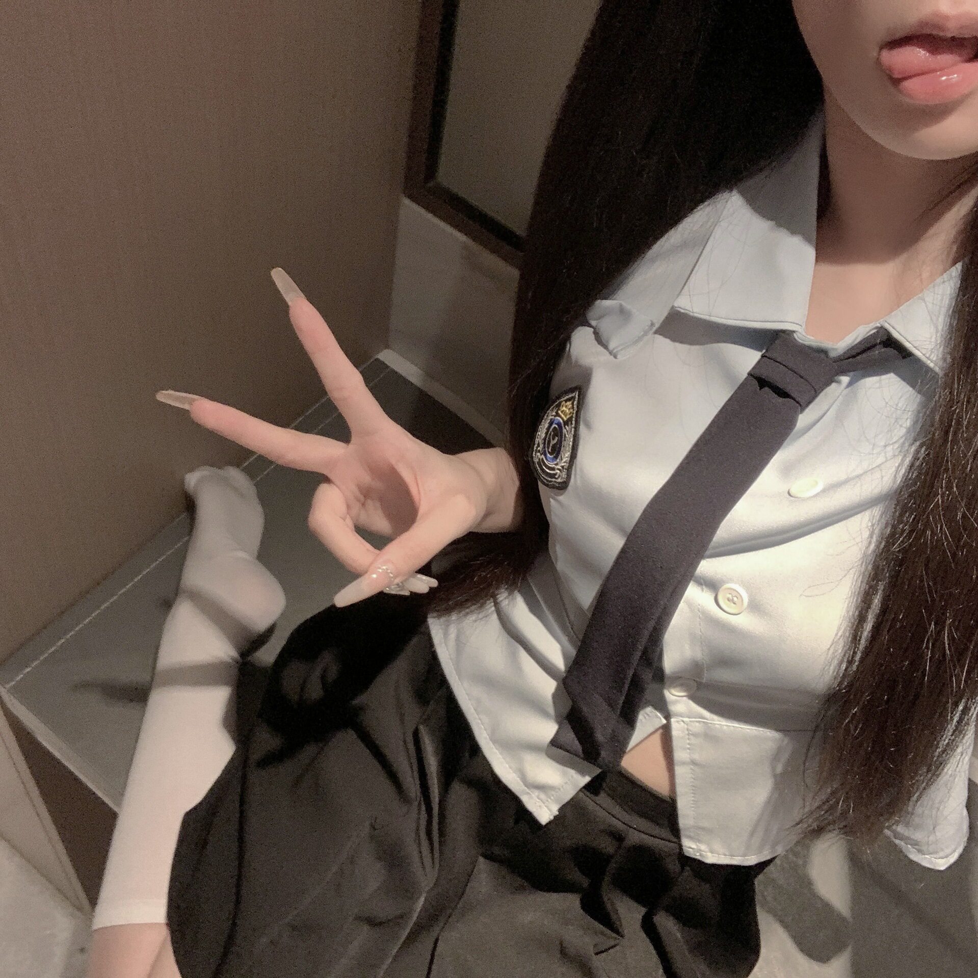 学院风修身显瘦外穿套装衬衫夏季
