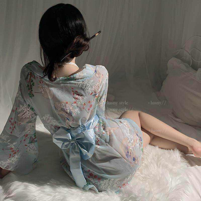 鹿叔春日之约*甜美樱花和服纯欲睡裙日式雪纺浴袍薄款私房睡衣