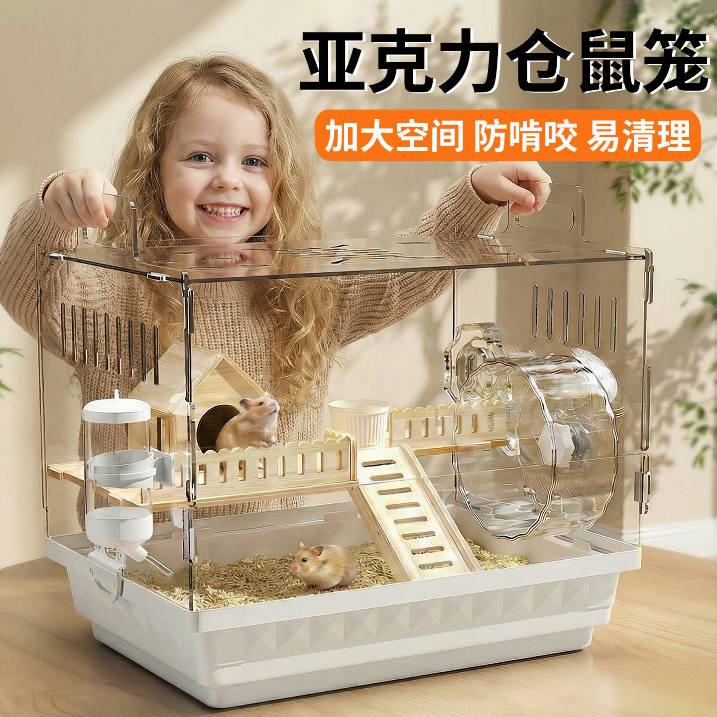 亚克力仓鼠笼子金丝熊豪华大别墅易清理专用小窝房子防啃咬大空间