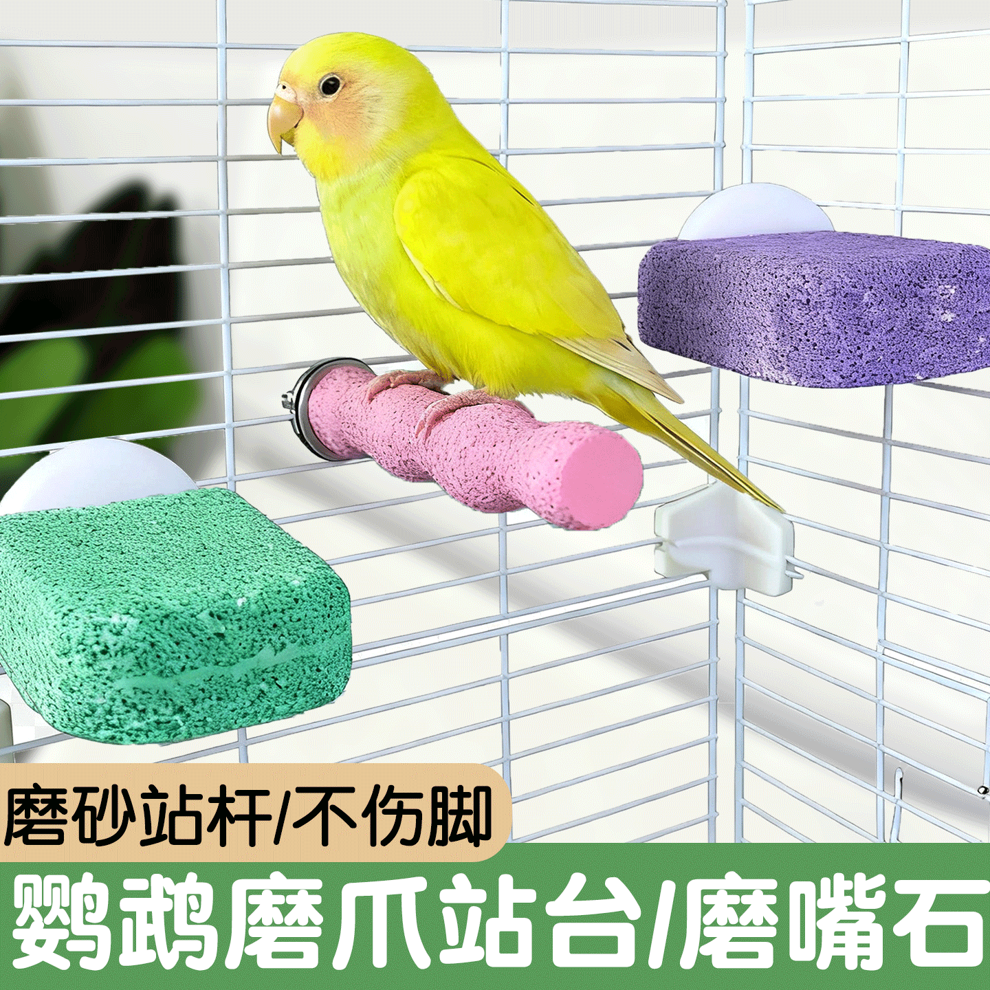 鹦鹉磨牙棒专用磨砂站杆磨嘴神器休息站台小鸟磨爪棒玩具用品大全
