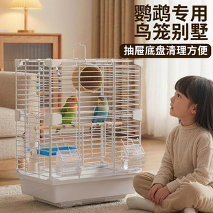 鹦鹉笼子鸟笼别墅专用防溅洒新型生态家用过冬大号双层鸟屋铁丝网